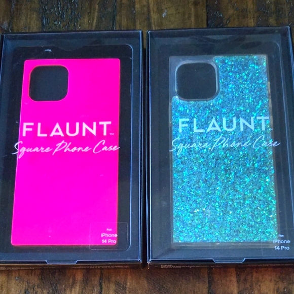 Two iPhone 14 Pro "FLAUNT" Square Phone Cases - Picture 1 of 2